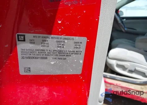 2010 Chevrolet Impala Lt z USA, uszkodzony, nr VIN 2G1WB5EKXA1130006